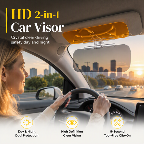 🚗 Save 50%! 🌙 Universal HD Anti-Glare Visor – Day & night driving safety ✨