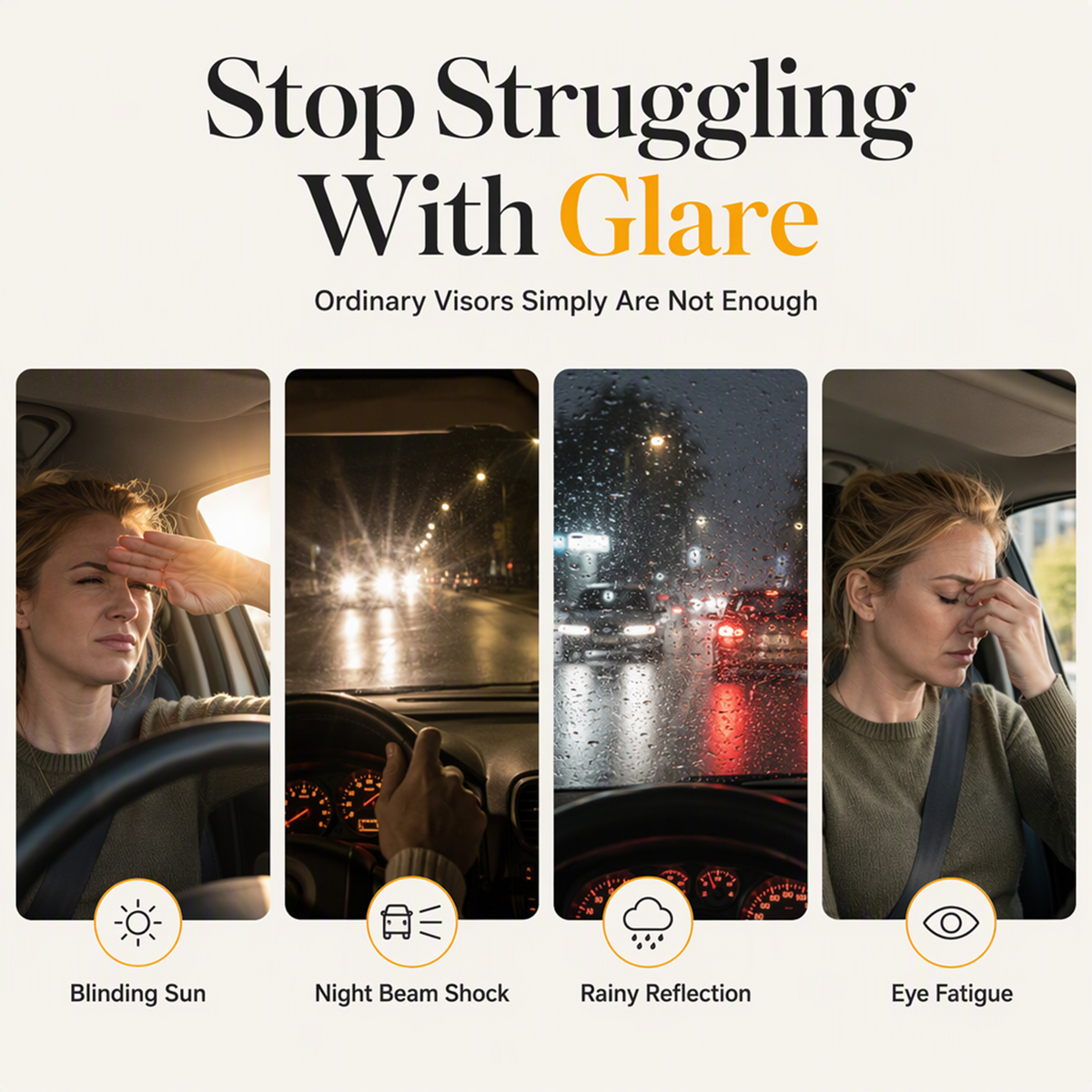 🚗 Save 50%! 🌙 Universal HD Anti-Glare Visor – Day & night driving safety ✨