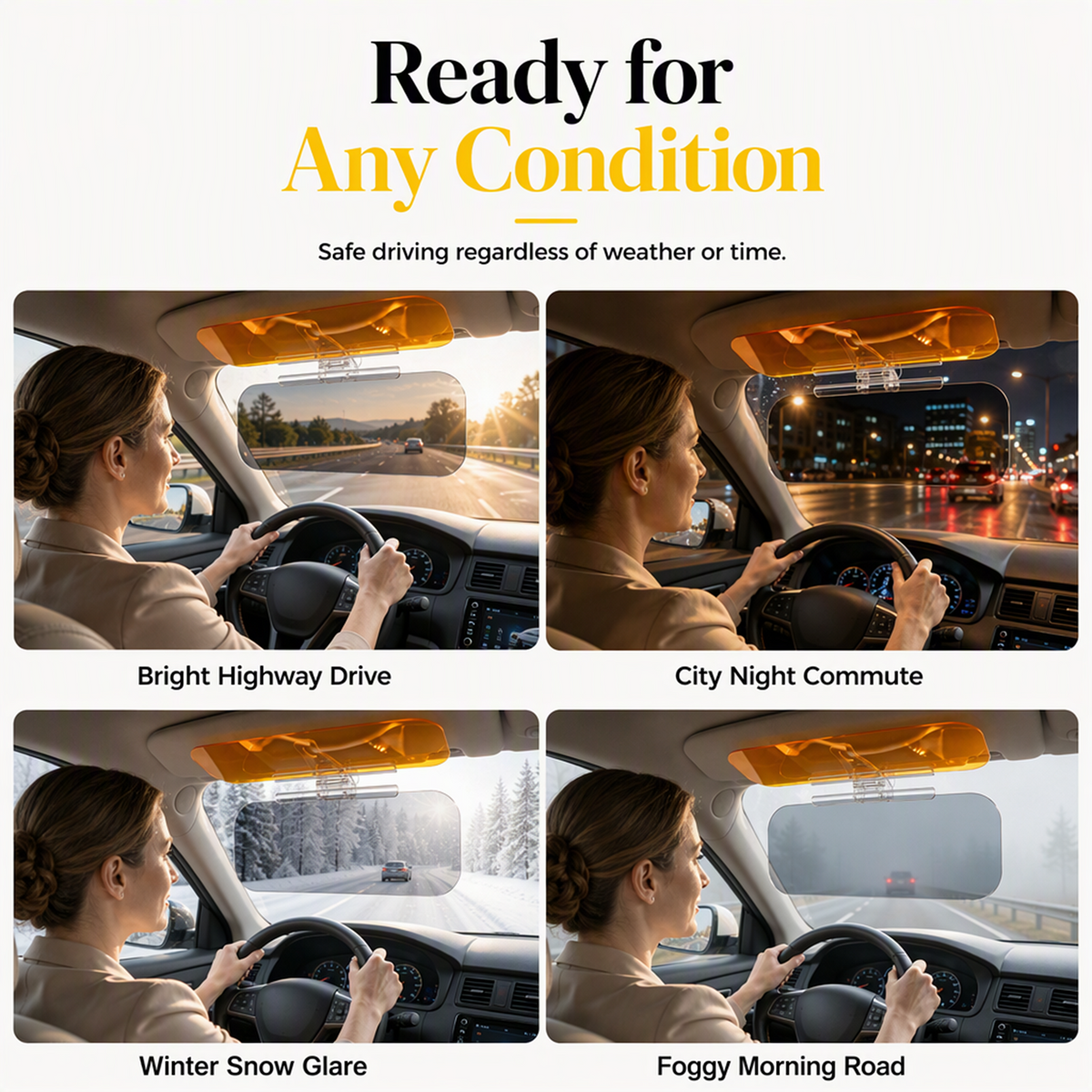 🚗 Save 50%! 🌙 Universal HD Anti-Glare Visor – Day & night driving safety ✨