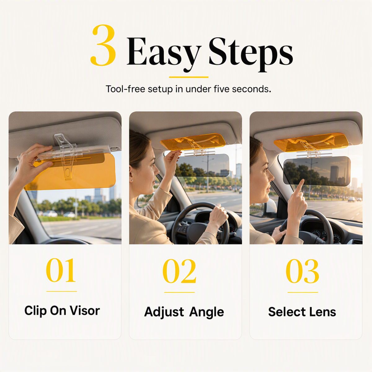 🚗 Save 50%! 🌙 Universal HD Anti-Glare Visor – Day & night driving safety ✨
