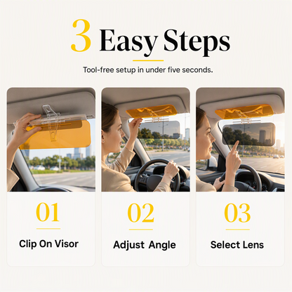 🚗 Save 50%! 🌙 Universal HD Anti-Glare Visor – Day & night driving safety ✨