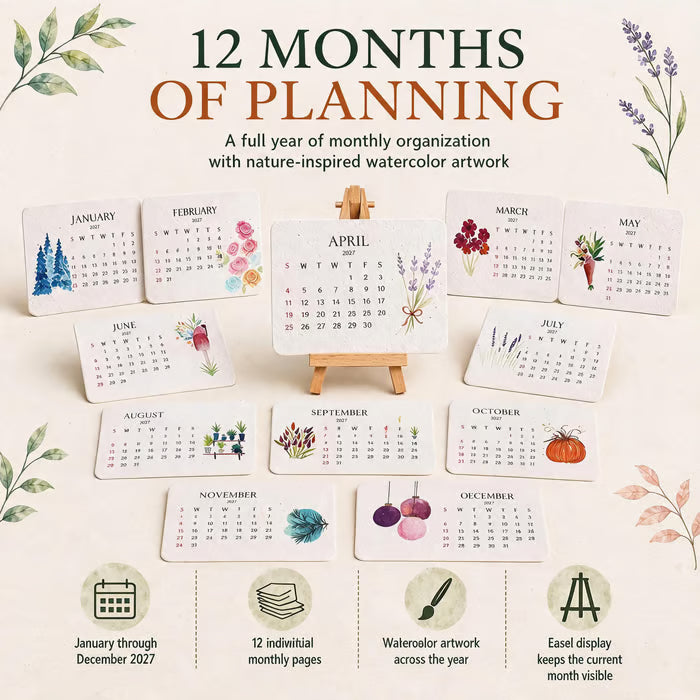 🌱 2027 Eco-Friendly Plantable Seed Calendar | 100% Biodegradable • 12 Growing Months • Unique Green Gift 🎁