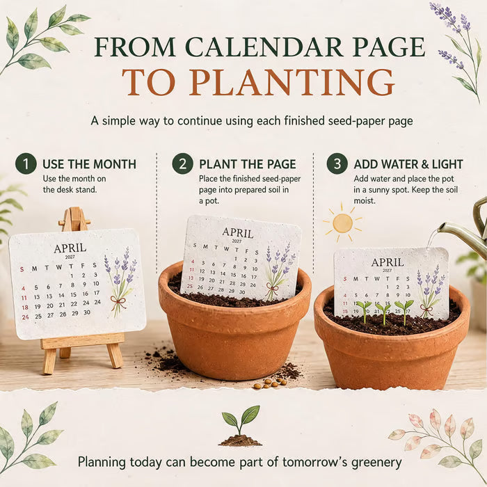 🌱 2027 Eco-Friendly Plantable Seed Calendar | 100% Biodegradable • 12 Growing Months • Unique Green Gift 🎁
